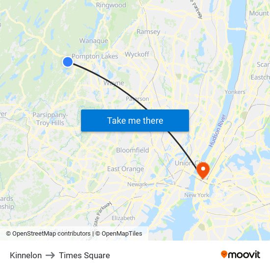 Kinnelon to Times Square map