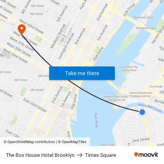 The Box House Hotel Brooklyn to Times Square map
