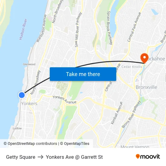 Getty Square to Yonkers Ave @ Garrett St map