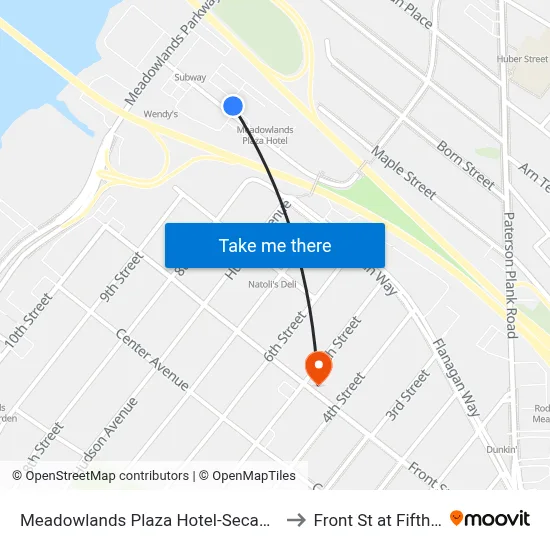 Meadowlands Plaza Hotel-Secaucus, 40 Wood Ave to Front St at Fifth St map