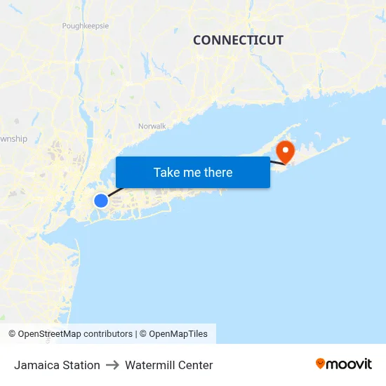 Jamaica Station to Watermill Center map