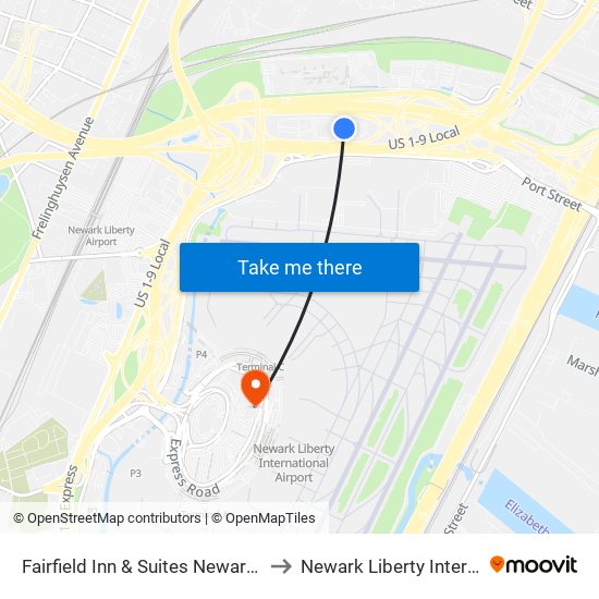 Fairfield Inn & Suites Newark Liberty International Airport to Newark Liberty International Airport (EWR) map