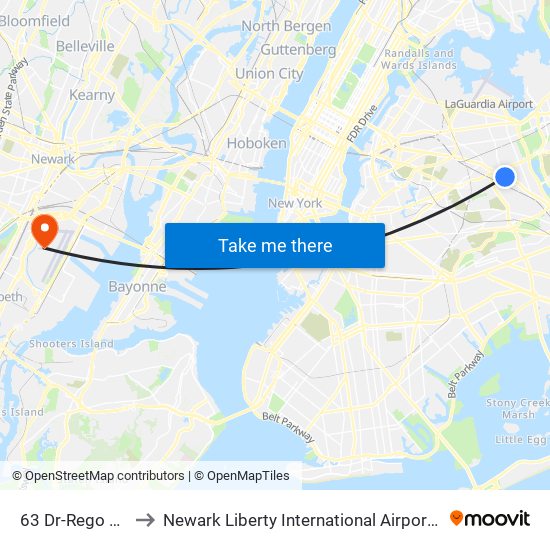 63 Dr-Rego Park to Newark Liberty International Airport (EWR) map