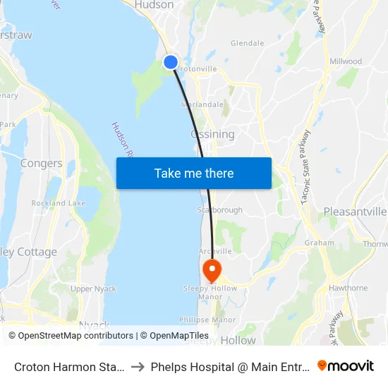 Croton Harmon Station to Phelps Hospital @ Main Entrance map