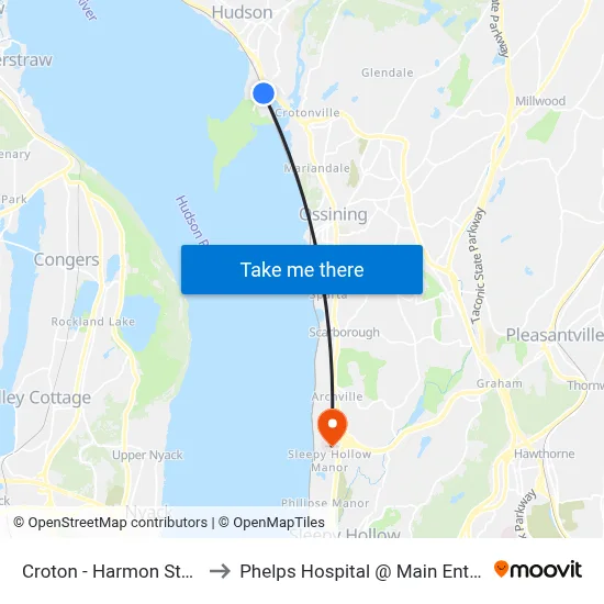 Croton - Harmon Station to Phelps Hospital @ Main Entrance map
