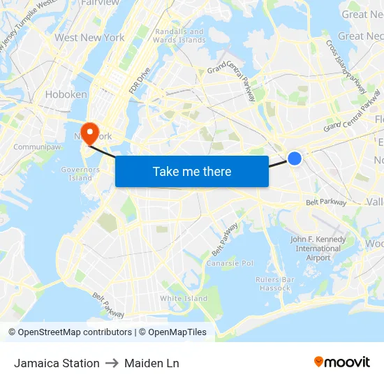 Jamaica Station to Maiden Ln map