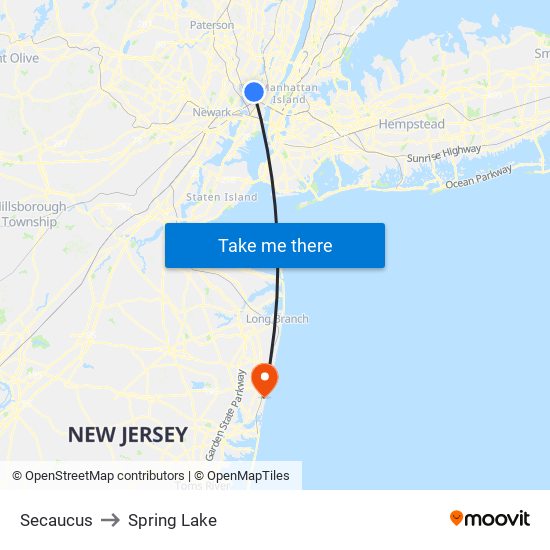 Secaucus to Spring Lake map