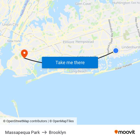 Massapequa Park to Brooklyn map