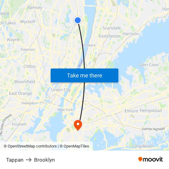 Tappan to Brooklyn map