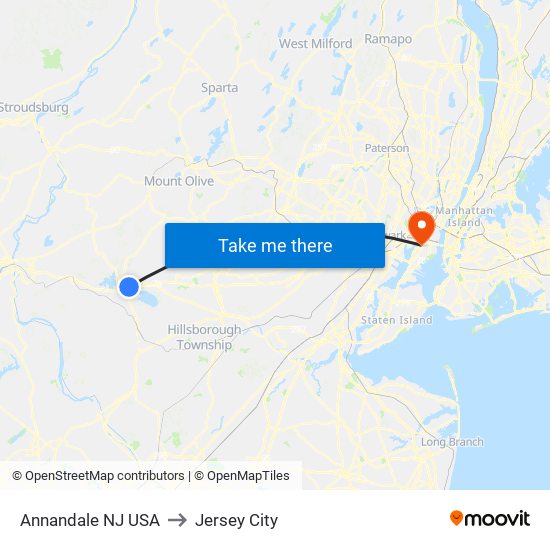 Annandale NJ USA to Jersey City map