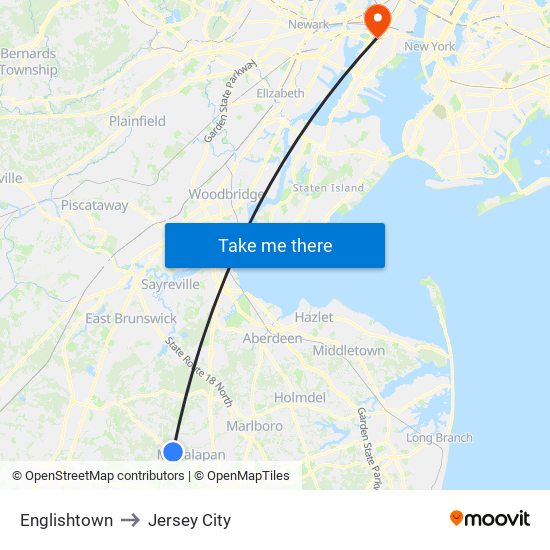 Englishtown to Jersey City map