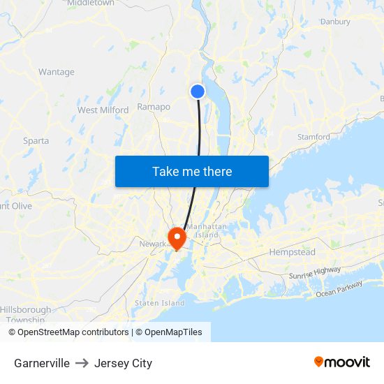 Garnerville to Jersey City map