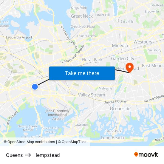 Queens to Hempstead map