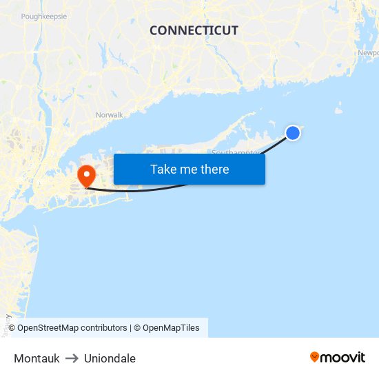 Montauk to Uniondale map