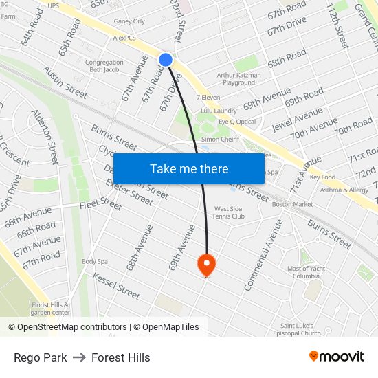 Rego Park to Forest Hills map