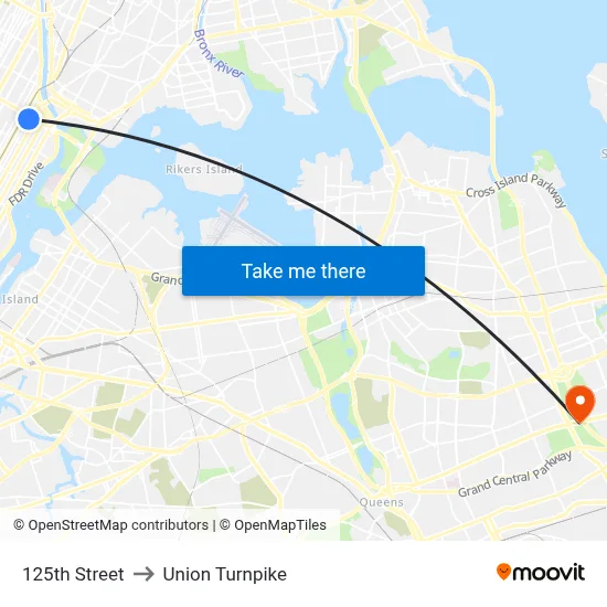 125th Street to Union Turnpike map