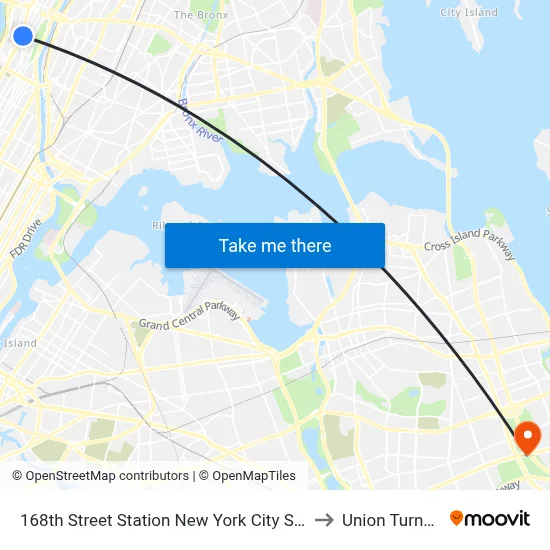 168th Street Station New York City Subway to Union Turnpike map