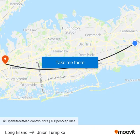 Long Eiland to Union Turnpike map