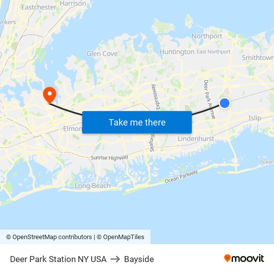 Deer Park Station NY USA to Bayside map