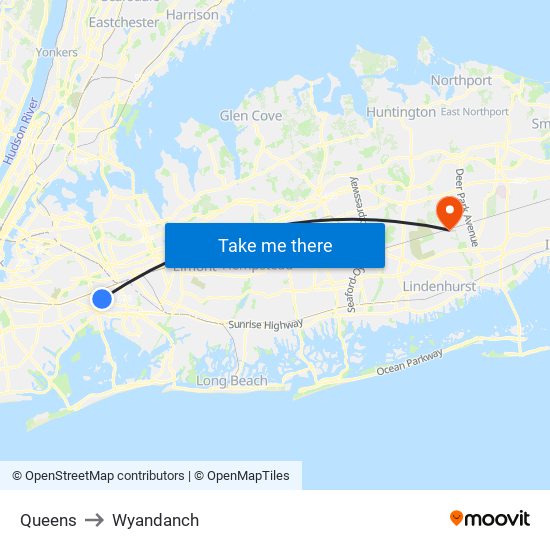 Queens to Wyandanch map