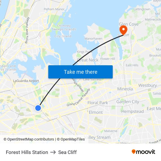 Forest Hills Station to Sea Cliff map