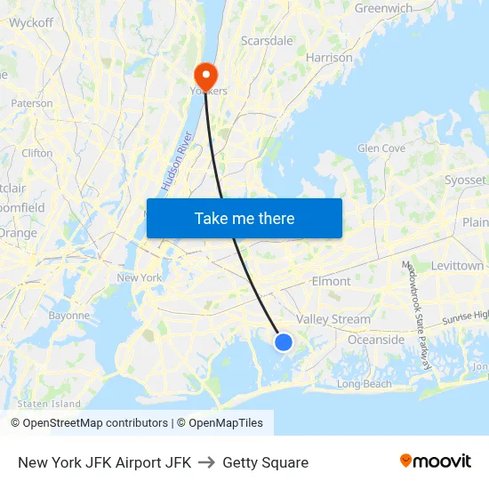 New York JFK Airport JFK to Getty Square map