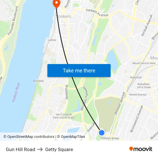 Gun Hill Road to Getty Square map