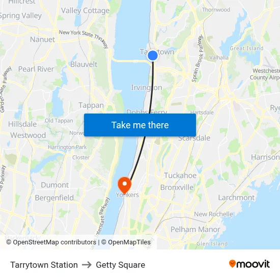 Tarrytown Station to Getty Square map