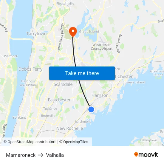 Mamaroneck to Valhalla map