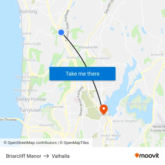 Briarcliff Manor to Valhalla map