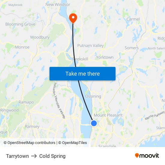 Tarrytown to Cold Spring map