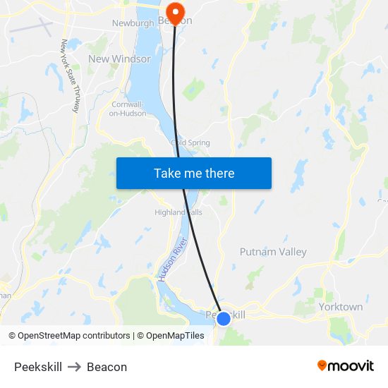 Peekskill to Beacon map