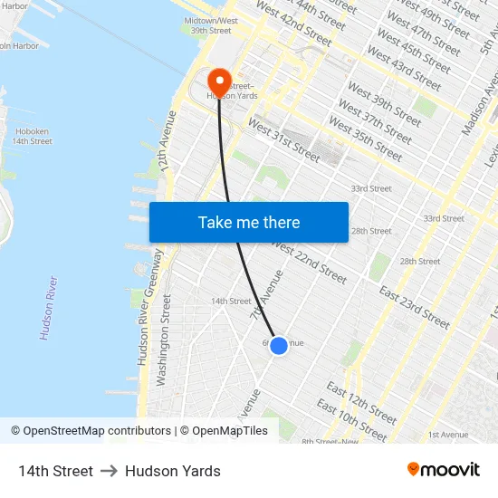 14th Street to Hudson Yards map