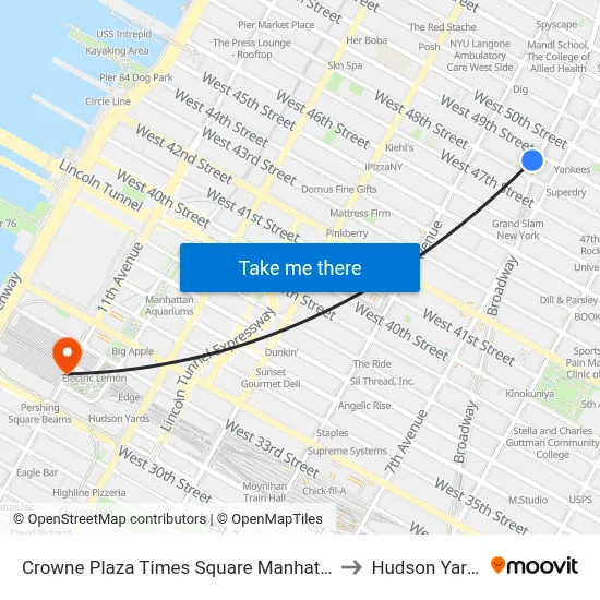 Crowne Plaza Times Square Manhattan to Hudson Yards map