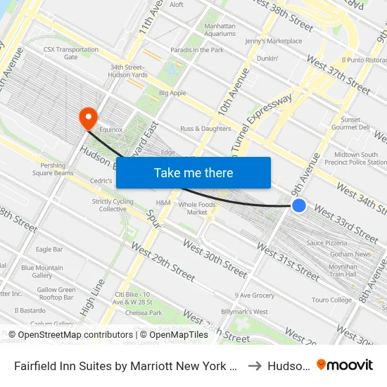 Fairfield Inn Suites by Marriott New York Midtown Manhattan Penn Station to Hudson Yards map