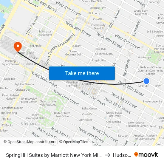 SpringHill Suites by Marriott New York Midtown Manhattan Fifth Avenue to Hudson Yards map