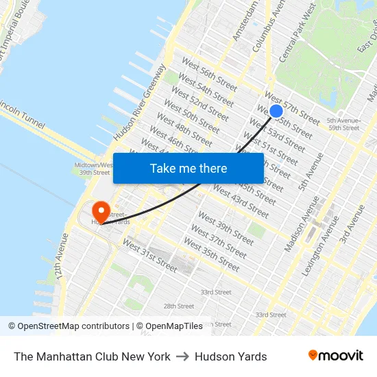 The Manhattan Club New York to Hudson Yards map