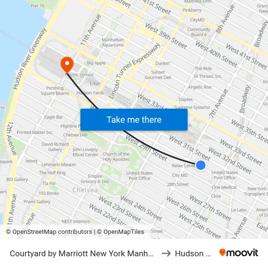 Courtyard by Marriott New York Manhattan Chelsea to Hudson Yards map