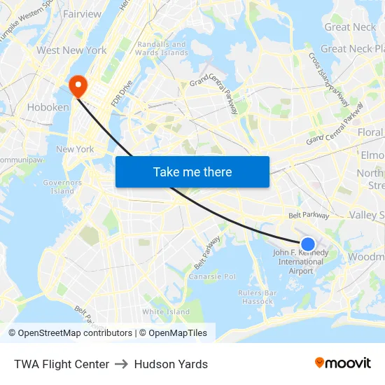 TWA Flight Center to Hudson Yards map