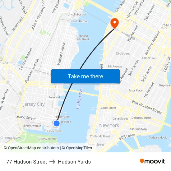 77 Hudson Street to Hudson Yards map