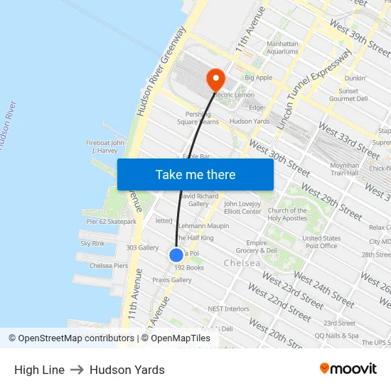 High Line to Hudson Yards map