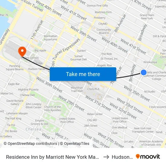Residence Inn by Marriott New York Manhattan/Times Square to Hudson Yards map