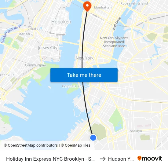 Holiday Inn Express NYC Brooklyn - Sunset Park to Hudson Yards map
