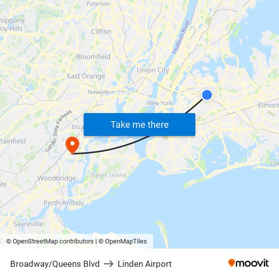 Broadway/Queens Blvd to Linden Airport map