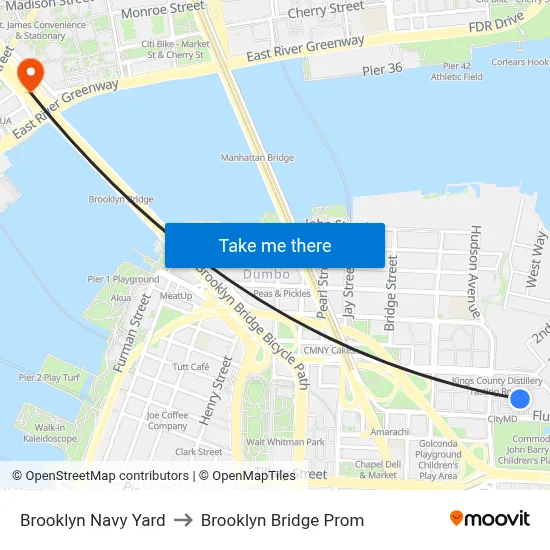 Brooklyn Navy Yard to Brooklyn Bridge Prom map