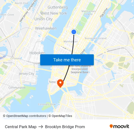 Central Park Map to Brooklyn Bridge Prom map