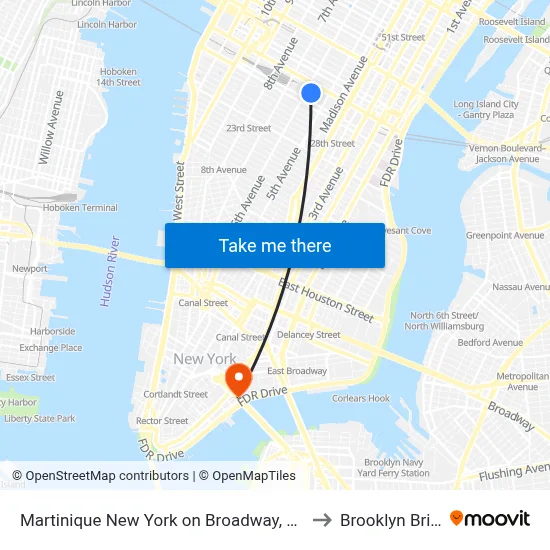Martinique New York on Broadway, Curio Collection by Hilton to Brooklyn Bridge Prom map