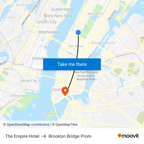 The Empire Hotel to Brooklyn Bridge Prom map