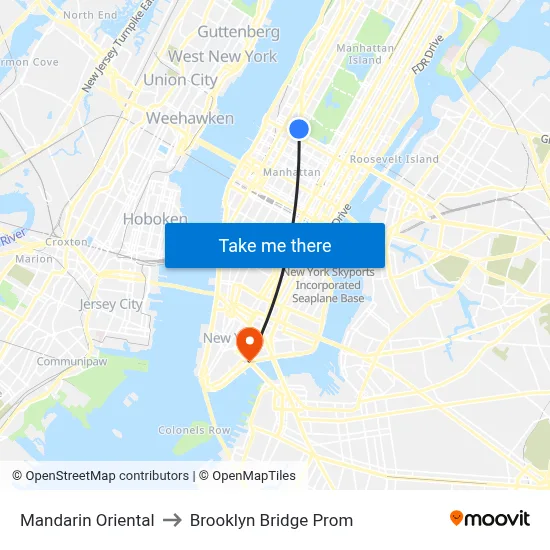 Mandarin Oriental to Brooklyn Bridge Prom map