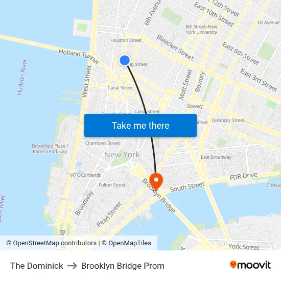 The Dominick to Brooklyn Bridge Prom map